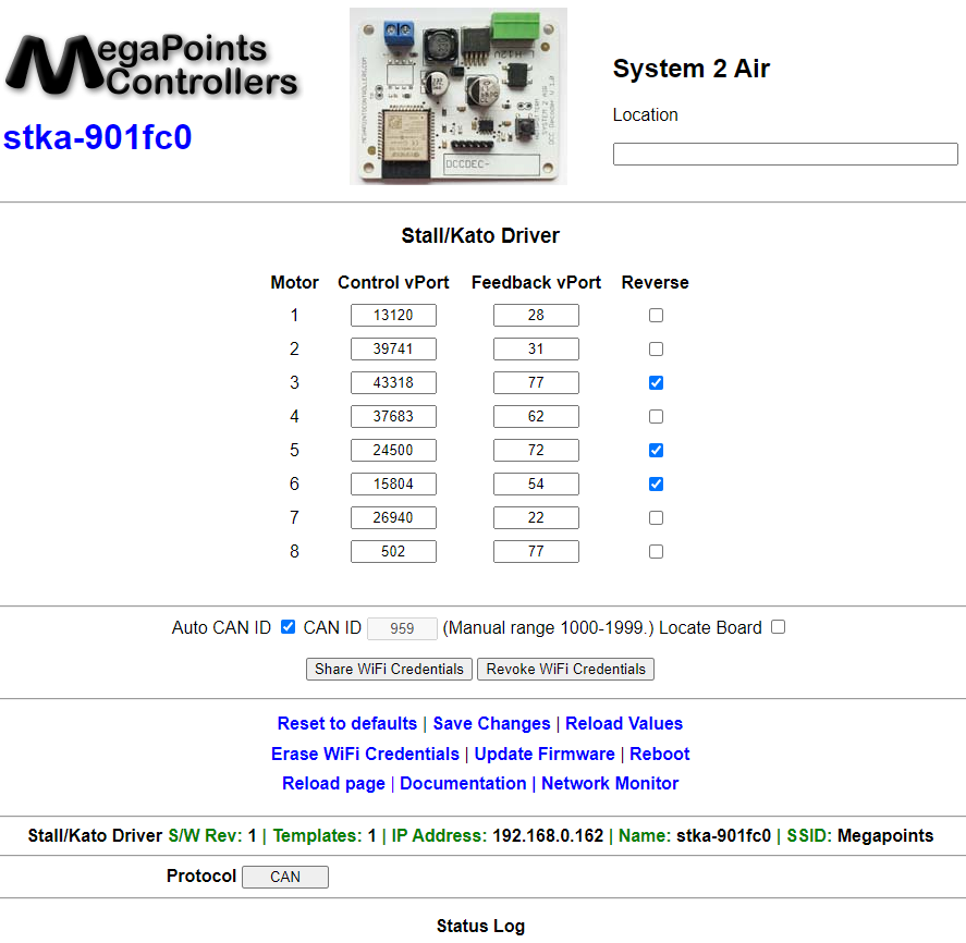 Stall/Kato board with 8 rows programmatically generated